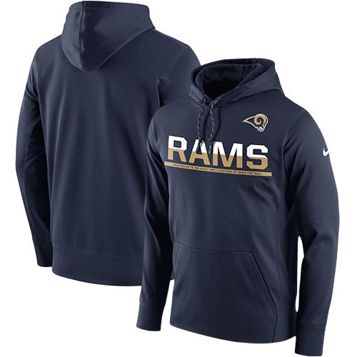 Men's Los Angeles Rams Nike Navy Sideline Circuit Pullover Performance Hoodie - Click Image to Close